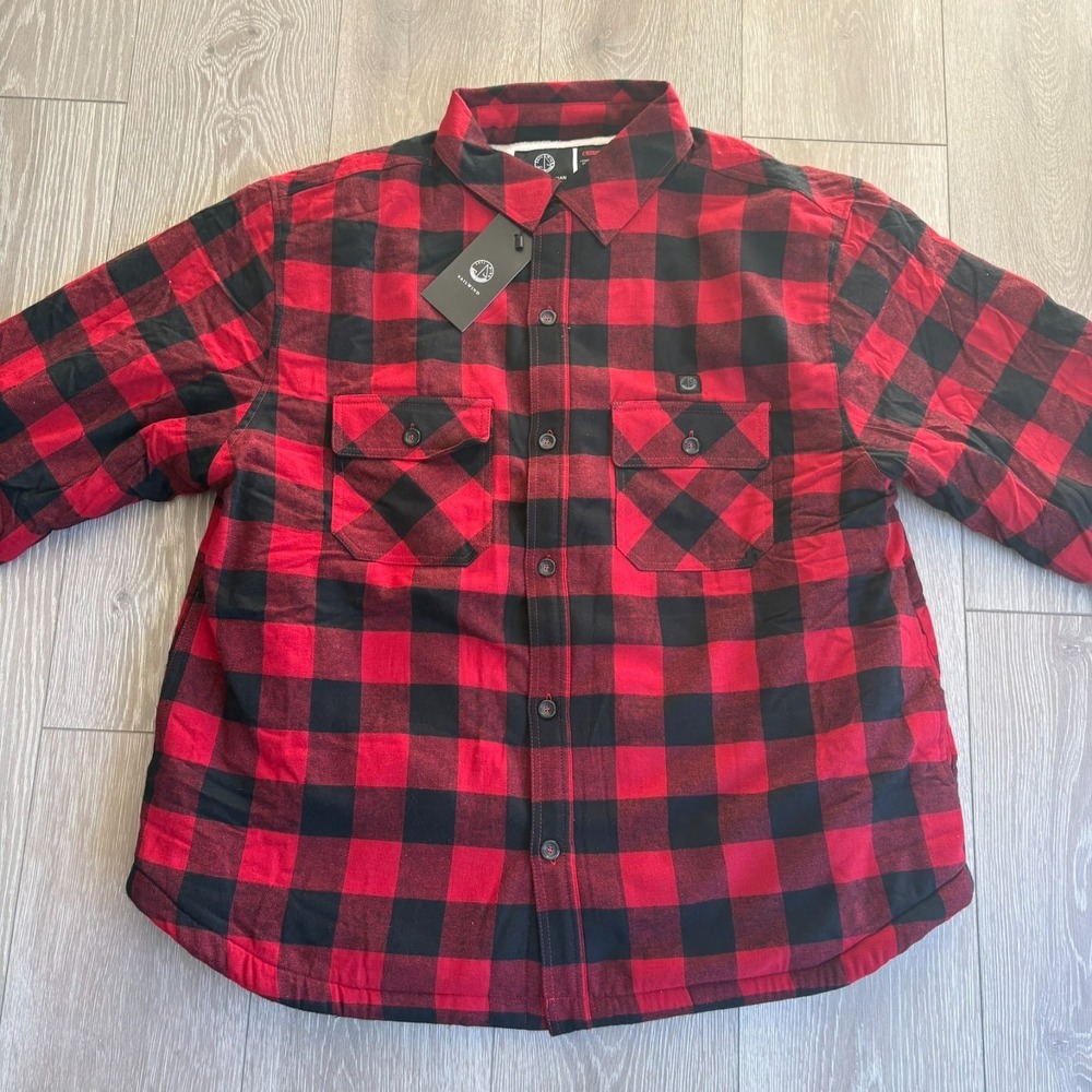 NWT Sail Wind Mens Red & Black Buffalo Check Recharge Heated Jacket Size X-Large